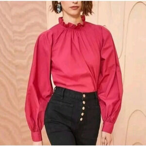 NWT $290 Ulla Johnson Marlie Blouse Women's Size 2 Rosebud Pink Long Sleeve